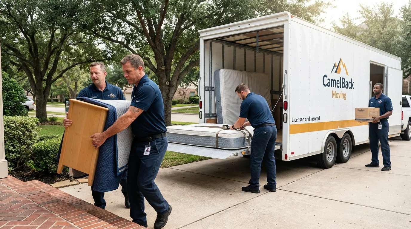 Crew loading residential truck for cross-state move from Cumming, GA
